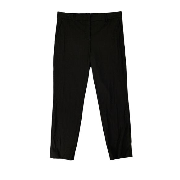 Theory Pants Womens 6 Black Treecha Wool Blend Slim Straight Cropped Trouser - Picture 1 of 11